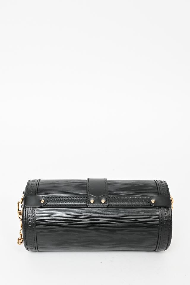 Louis Vuitton 2021 Black Epi Leather Papillon Trunk Bag with Chain and Leather Strap
