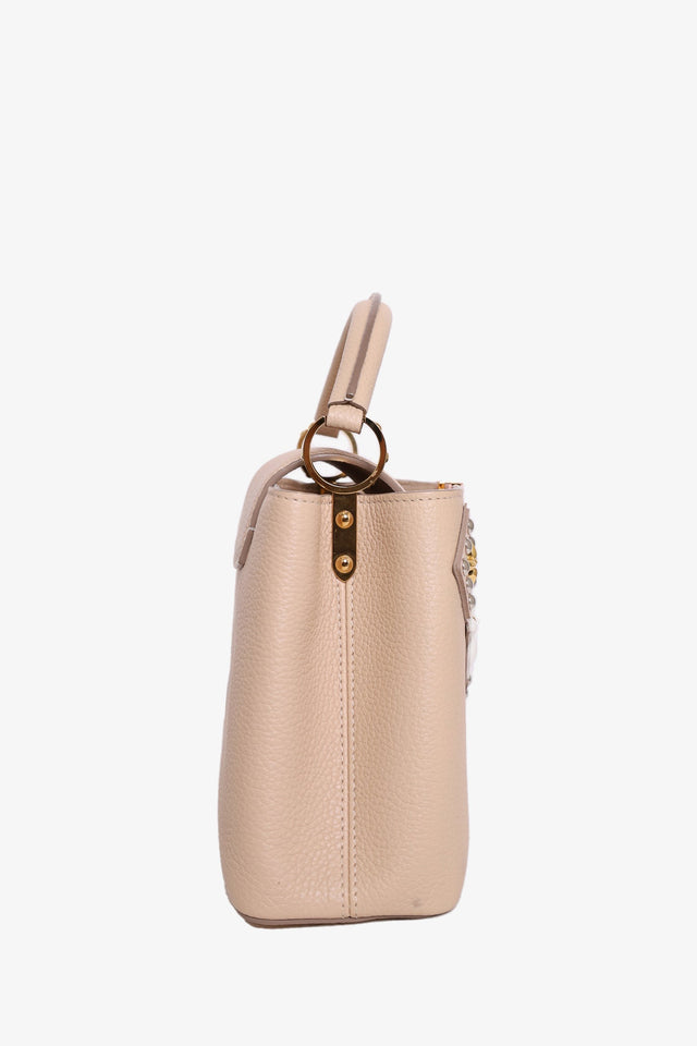 Louis Vuitton Beige Taurillon Mechanical Flowers Smile Capucines BB with Strap