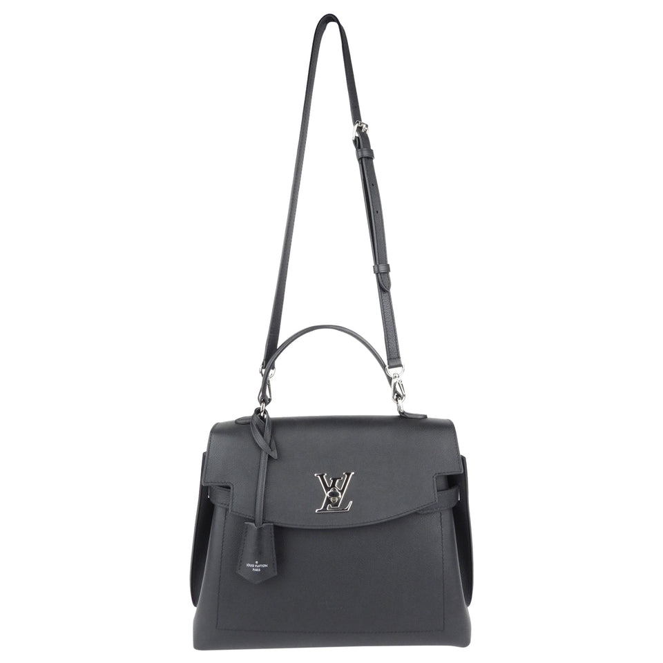Louis Vuitton Black Grained Calfskin Leather Lockme Ever MM Two Way Top Handle Bag