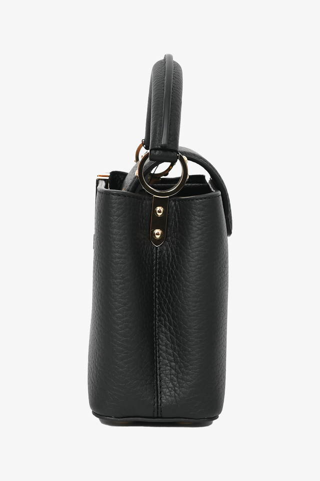 Louis Vuitton Black Leather Mini Capucines Bag with Strap