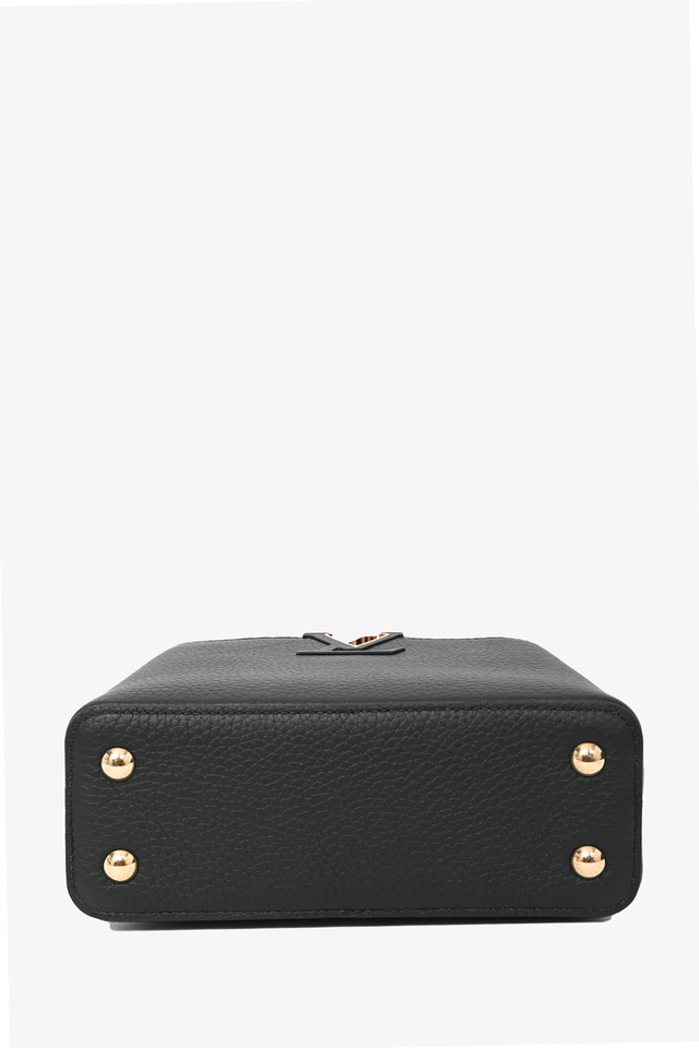 Louis Vuitton Black Leather Mini Capucines Bag with Strap