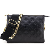 Louis Vuitton Black Monogram Embossed Lambskin Coussin PM