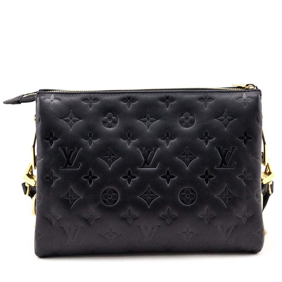 Louis Vuitton Black Monogram Embossed Lambskin Coussin PM