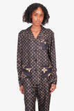 Louis Vuitton Black Monogram Silk Escale Pajama Set Size 38/36