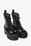 Louis Vuitton Black/Navy Leather / Denim Star Trail Line Ankle Boots Size 38