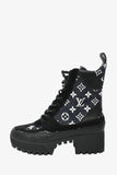 Louis Vuitton Black/Navy Leather / Denim Star Trail Line Ankle Boots Size 38