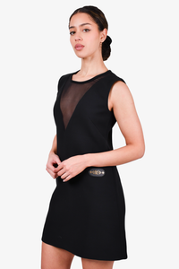Louis Vuitton Black Wool/Silk Monogram Detail Sleeveless Dress Size 36