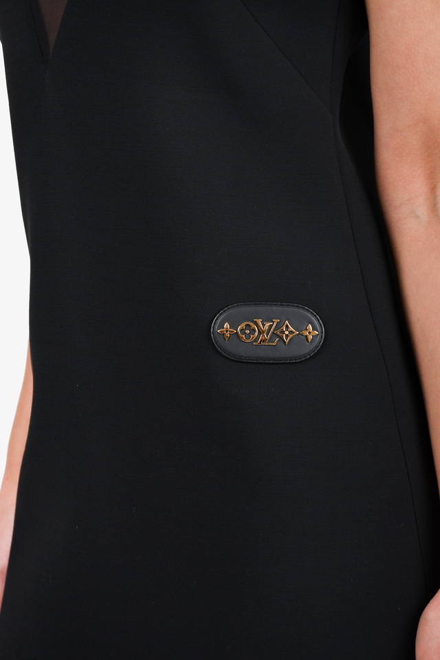 Louis Vuitton Black Wool/Silk Monogram Detail Sleeveless Dress Size 36