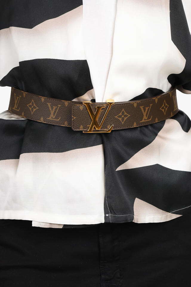 Louis Vuitton Brown Monogram LV Buckle Belt Size 100