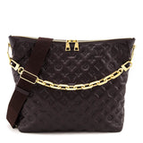 Louis Vuitton Chocolate Calfskin Embossed Monogram Coussin Hobo MM