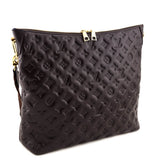 Louis Vuitton Chocolate Calfskin Embossed Monogram Coussin Hobo MM