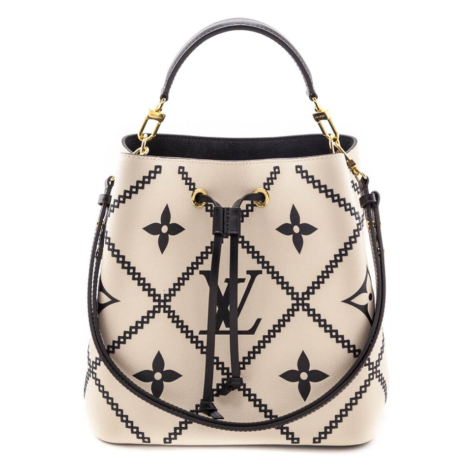 Louis Vuitton Cream & Black Empreinte Monogram Giant Broderies NeoNoe MM