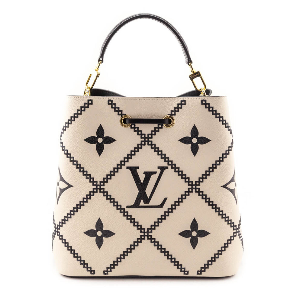 Louis Vuitton Cream & Black Empreinte Monogram Giant Broderies NeoNoe MM