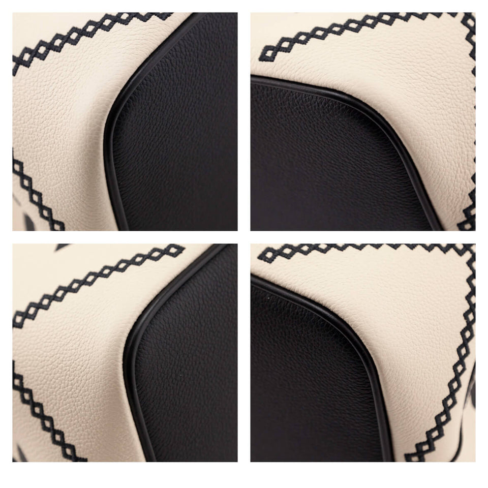 Louis Vuitton Cream & Black Empreinte Monogram Giant Broderies NeoNoe MM