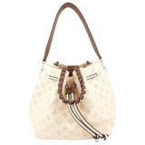 Louis Vuitton Crème Beige and Brown Mahina Perforated Calfskin Leather Girolata Two Way Shoulder Bag