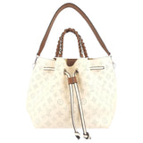Louis Vuitton Crème Beige and Brown Mahina Perforated Calfskin Leather Girolata Two Way Shoulder Bag