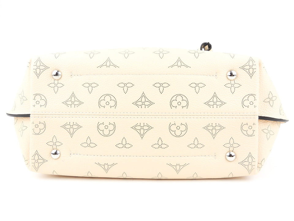 Louis Vuitton Crème Beige and Brown Mahina Perforated Calfskin Leather Girolata Two Way Shoulder Bag