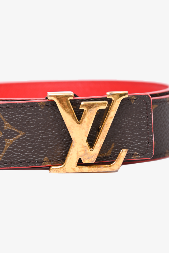 Louis Vuitton Monogram/Red Leather Reversible Belt Size 75