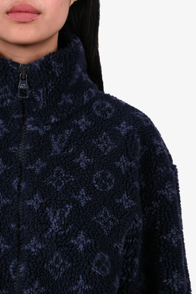 Louis Vuitton Navy Fleece Monogram Teddy Zip Size S