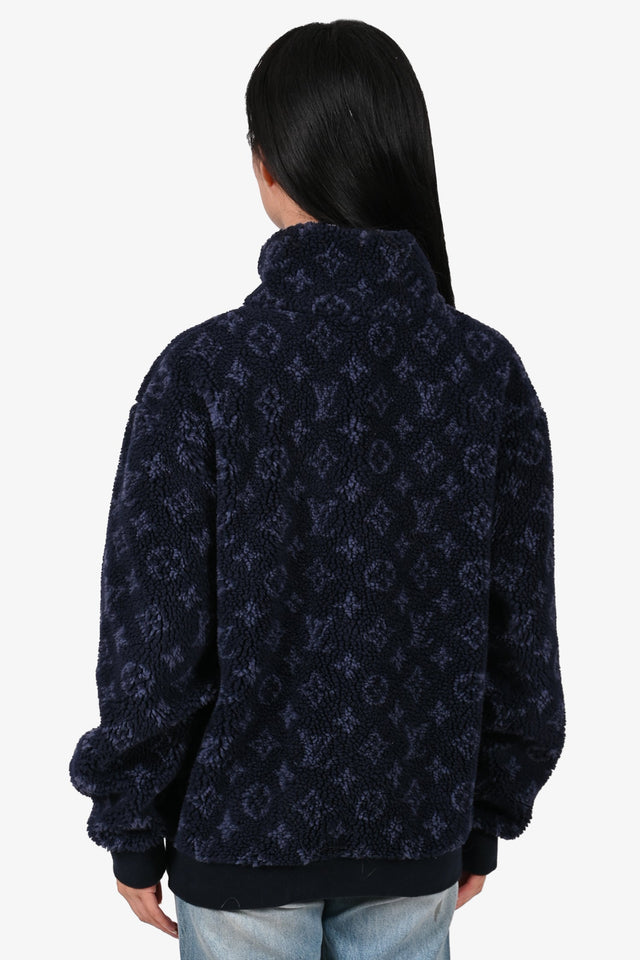 Louis Vuitton Navy Fleece Monogram Teddy Zip Size S
