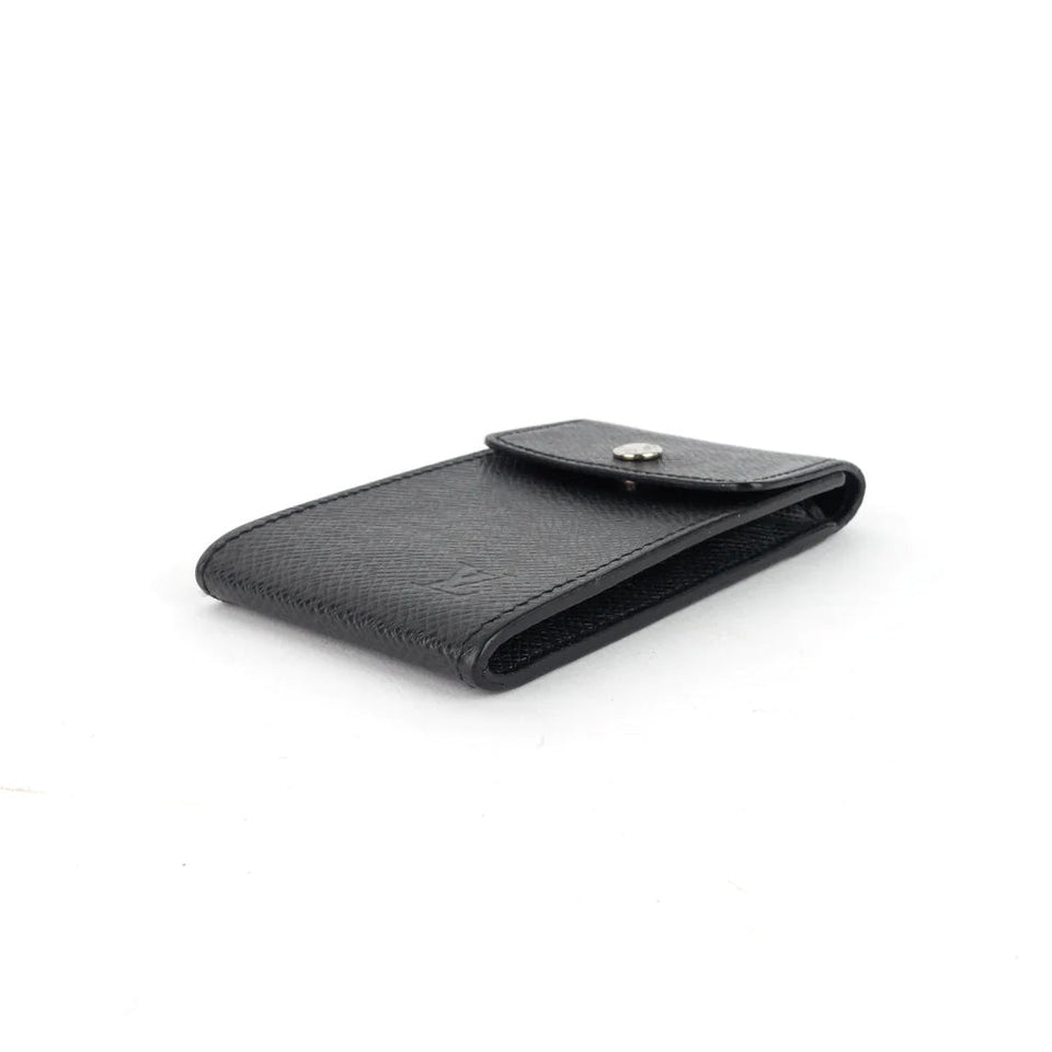 Louis Vuitton Porte Cles Badge Ardoise Black Taiga Leather Key Pouch
