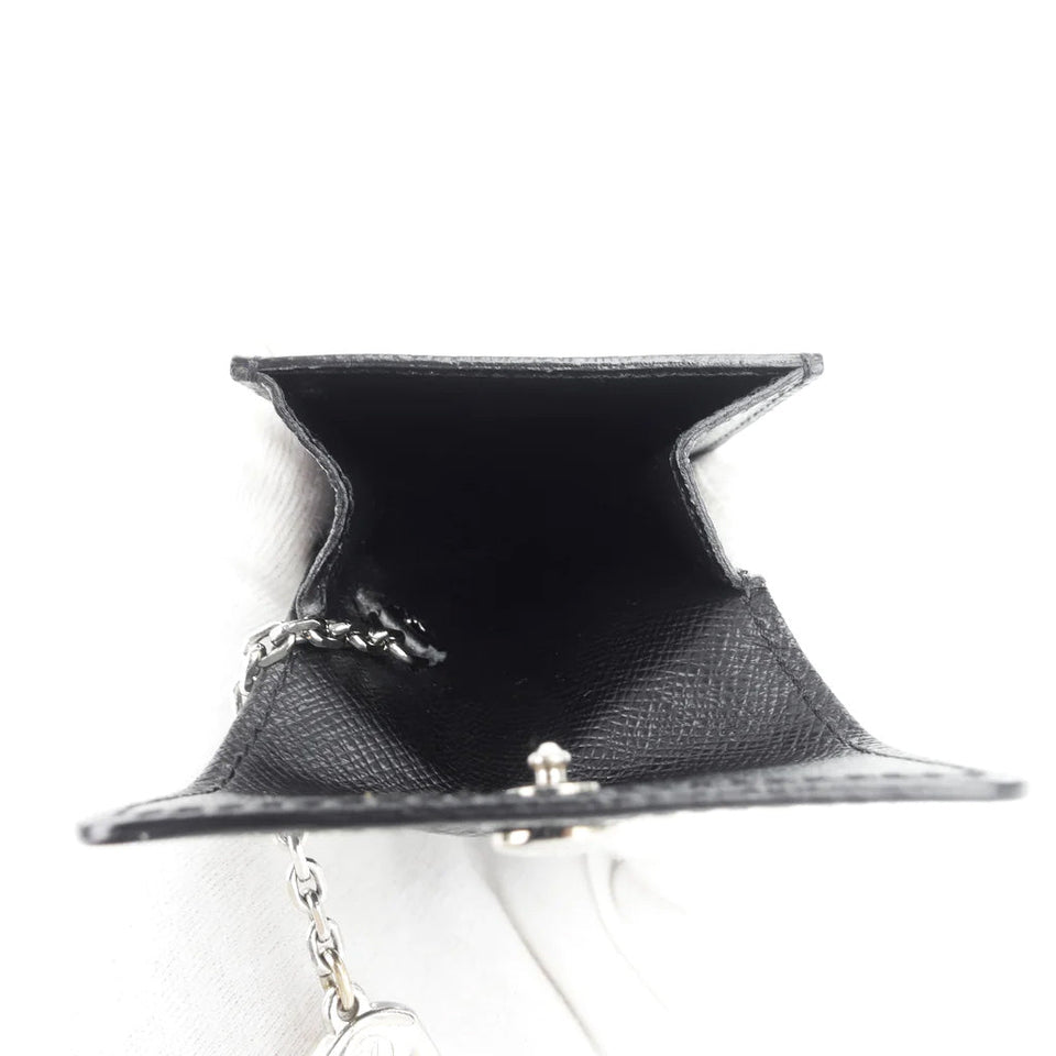 Louis Vuitton Porte Cles Badge Ardoise Black Taiga Leather Key Pouch