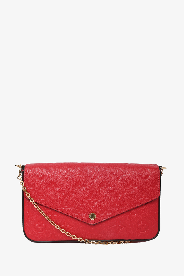 Louis Vuitton Red Monogram Empreinte Leather Felicie Pochette Bag