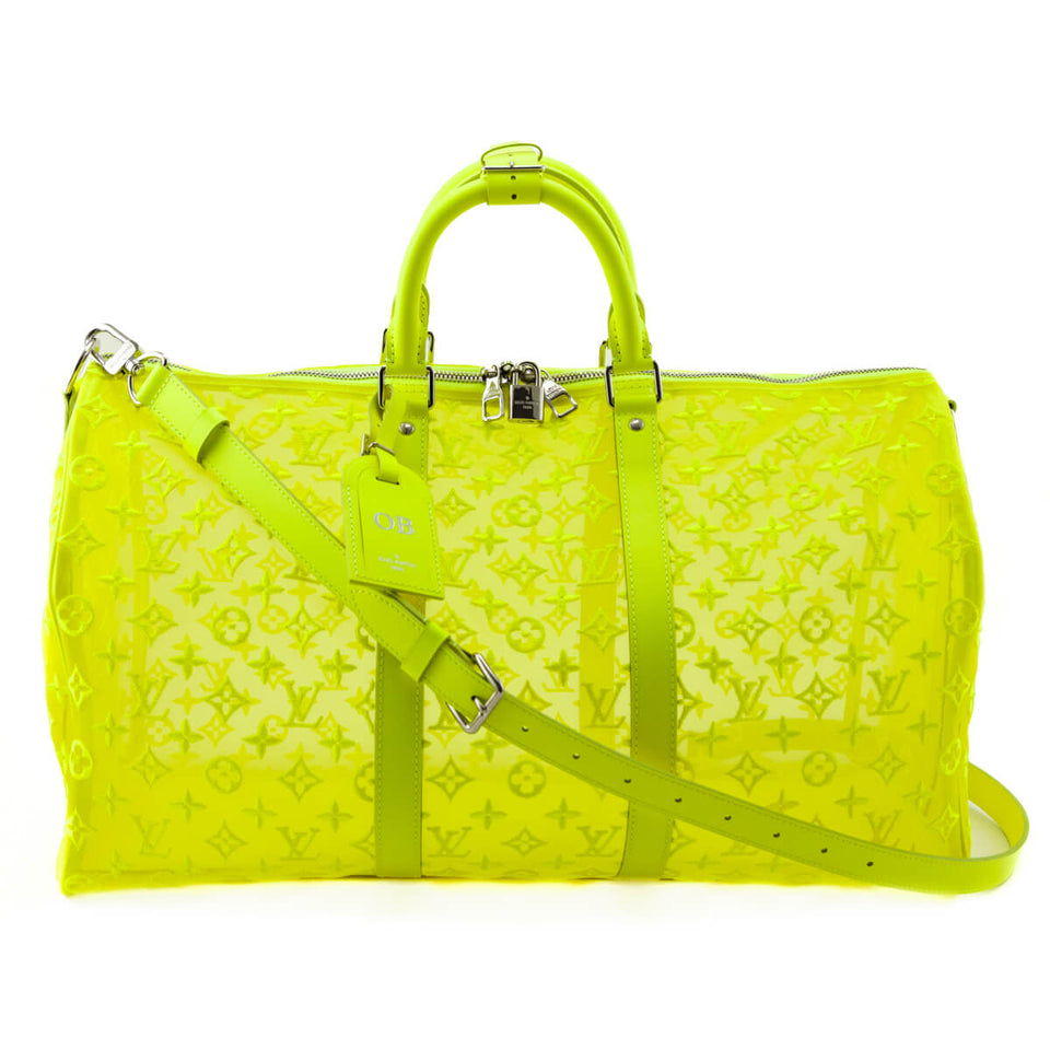 Louis Vuitton Yellow Monogram Fluo See Through Virgil Abloh Keepall Bandouliere 50