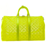 Louis Vuitton Yellow Monogram Fluo See Through Virgil Abloh Keepall Bandouliere 50