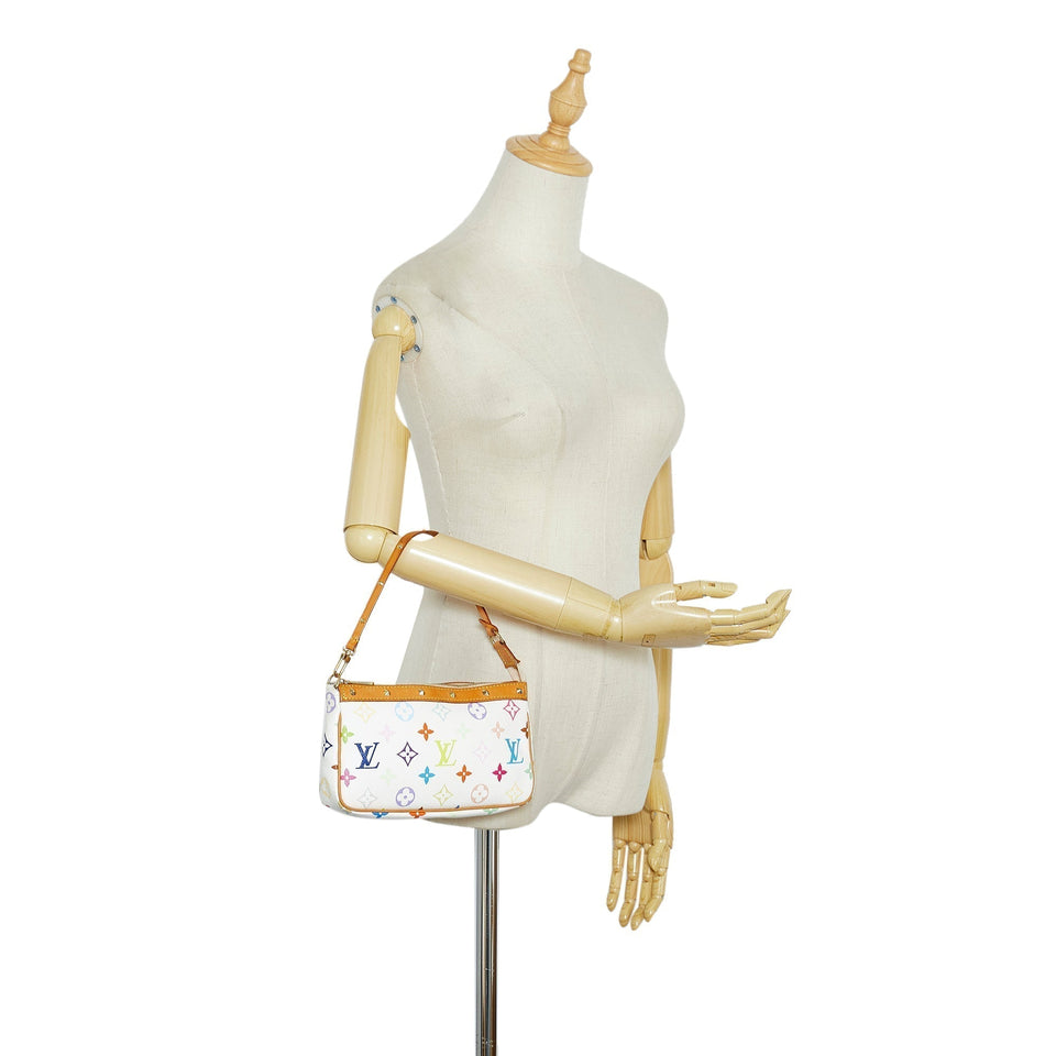 Louis Vuitton Monogram Multicolore Pochette Accessoires White Clutch