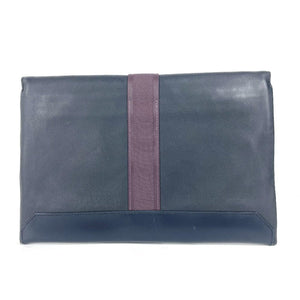 Hermes Clutch bag leather Navy City slide mens