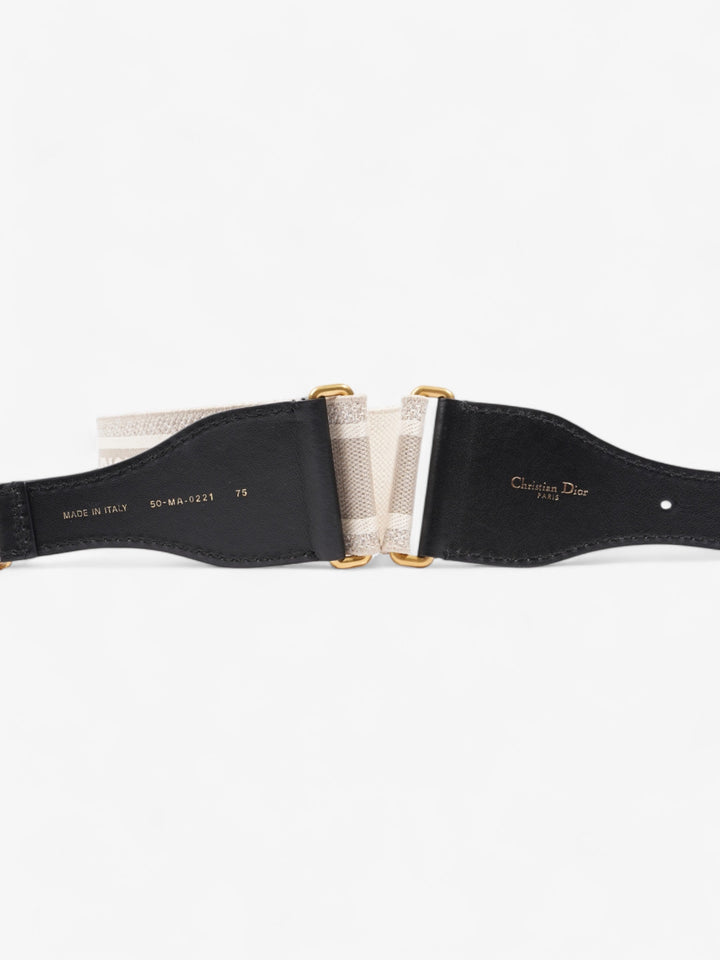 Christian Dior CD Belt Beige / Black Canvas 75cm / UK 8