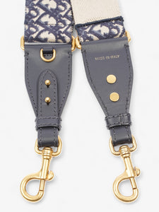 Christian Dior Adjustable Shoulder Strap With Ring Blue Oblique / Gold Cotton