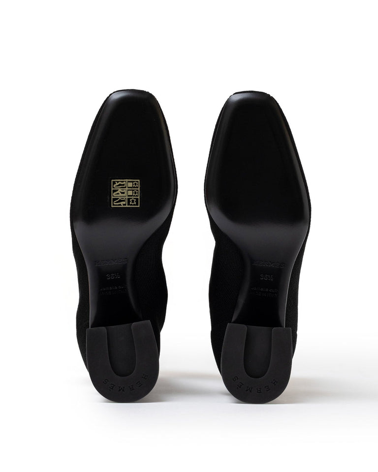 Hermes Volver 60 Ankle Boots Black Knit/Calf 36.5