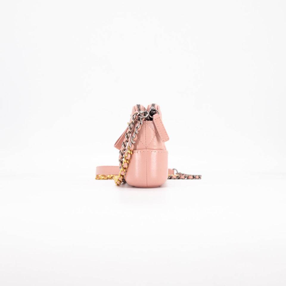 Chanel Quilted Calfskin Gabrielle Clutch On Chain Light Pink