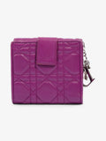 Christian Dior Lady Dior Lotus Wallet Purple / Silver Lambskin Leather
