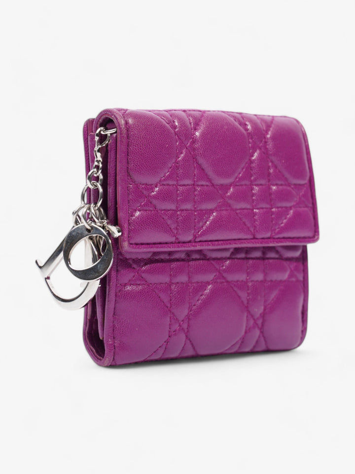 Christian Dior Lady Dior Lotus Wallet Purple / Silver Lambskin Leather