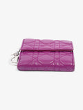 Christian Dior Lady Dior Lotus Wallet Purple / Silver Lambskin Leather