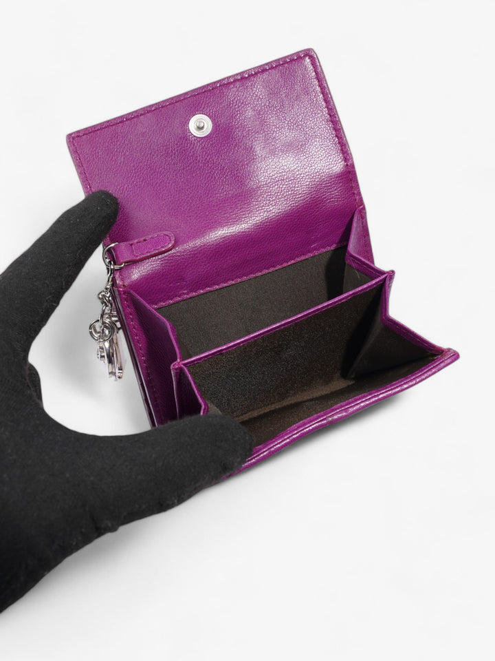 Christian Dior Lady Dior Lotus Wallet Purple / Silver Lambskin Leather