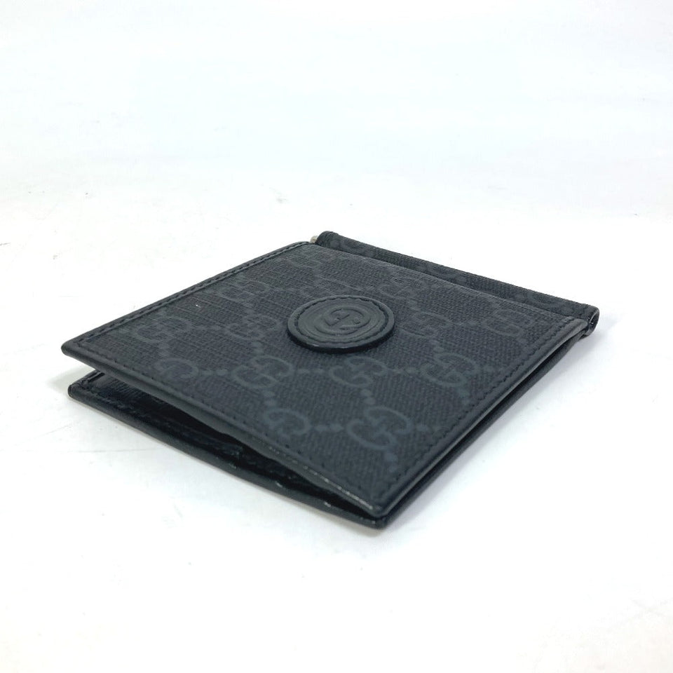Gucci Folded wallet 700686 GG Supreme Canvas black GG money clip Interlocking G Card Case Wallet mens