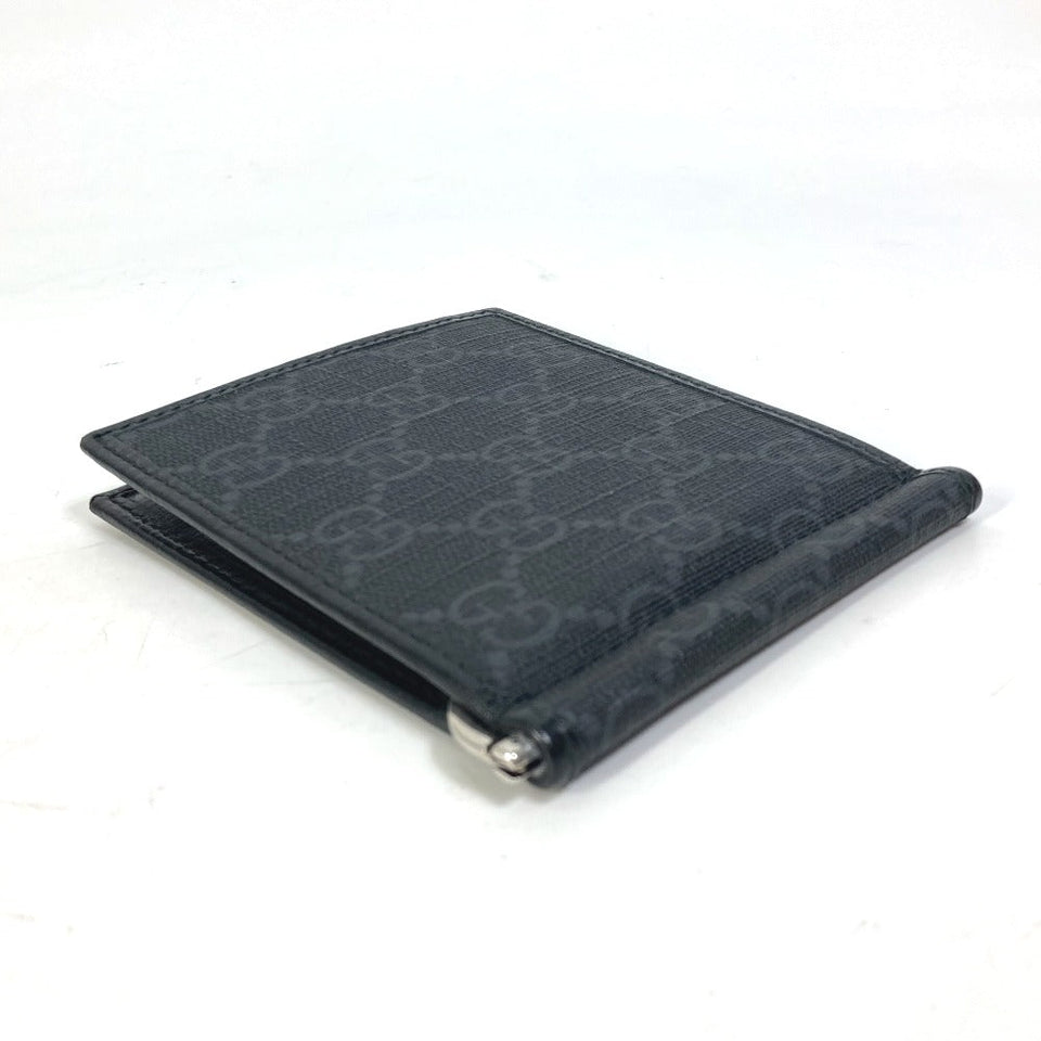 Gucci Folded wallet 700686 GG Supreme Canvas black GG money clip Interlocking G Card Case Wallet mens