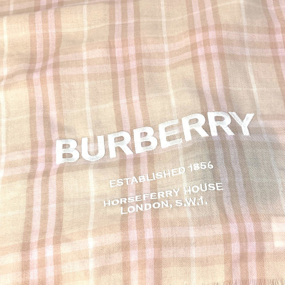 Burberry Scarf 8011095 cashmere pink beige check logo Women
