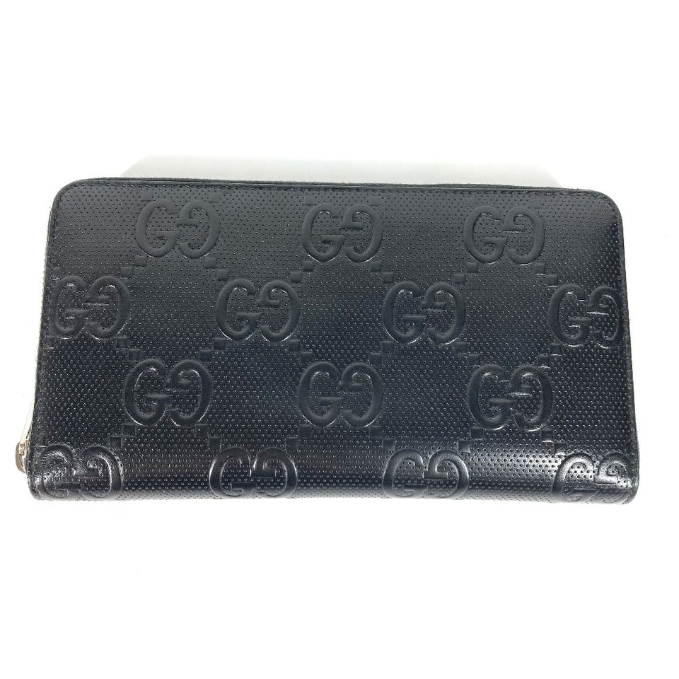 Gucci Long Wallet Purse 625563 leather black GG embossed long wallet Travel case mens
