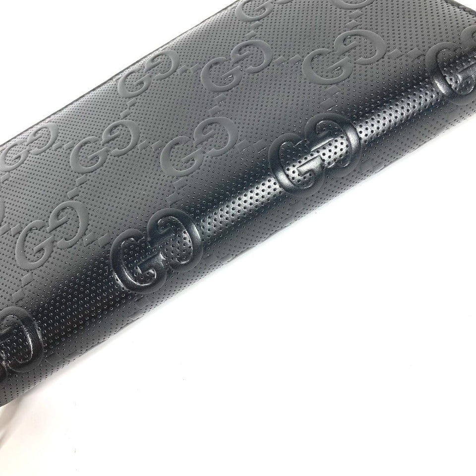 Gucci Long Wallet Purse 625563 leather black GG embossed long wallet Travel case mens