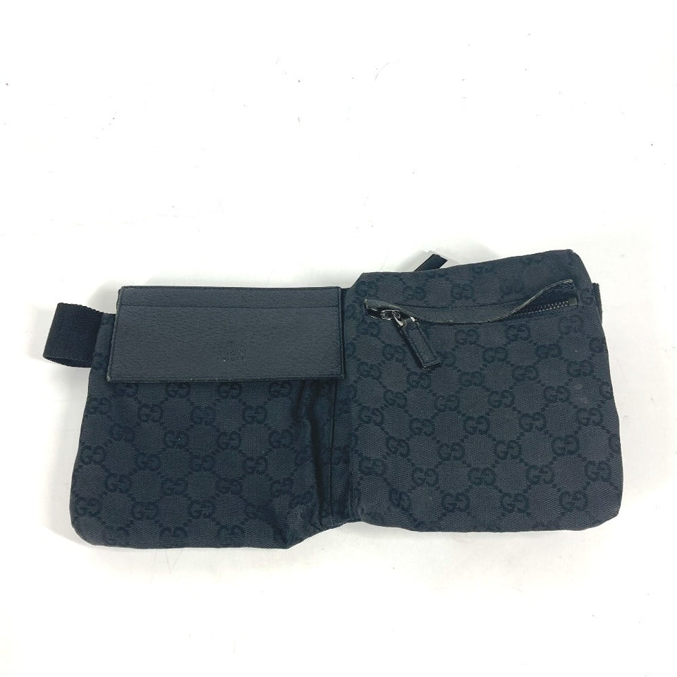 Gucci Waist bag 28566 GG canvas black GG canvas W pocket mens