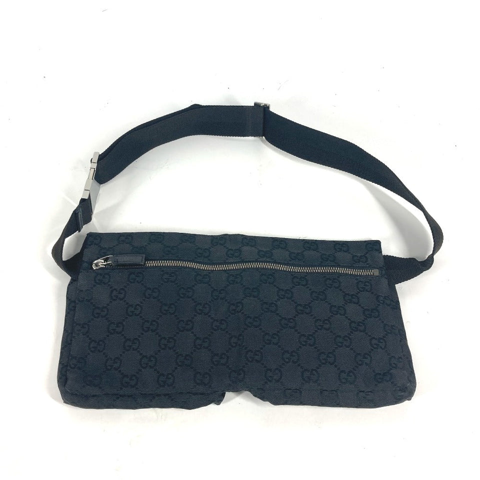 Gucci Waist bag 28566 GG canvas black GG canvas W pocket mens