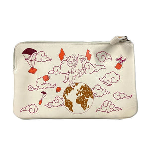 Hermes Pouch leather Ivorytype Carre pocket long