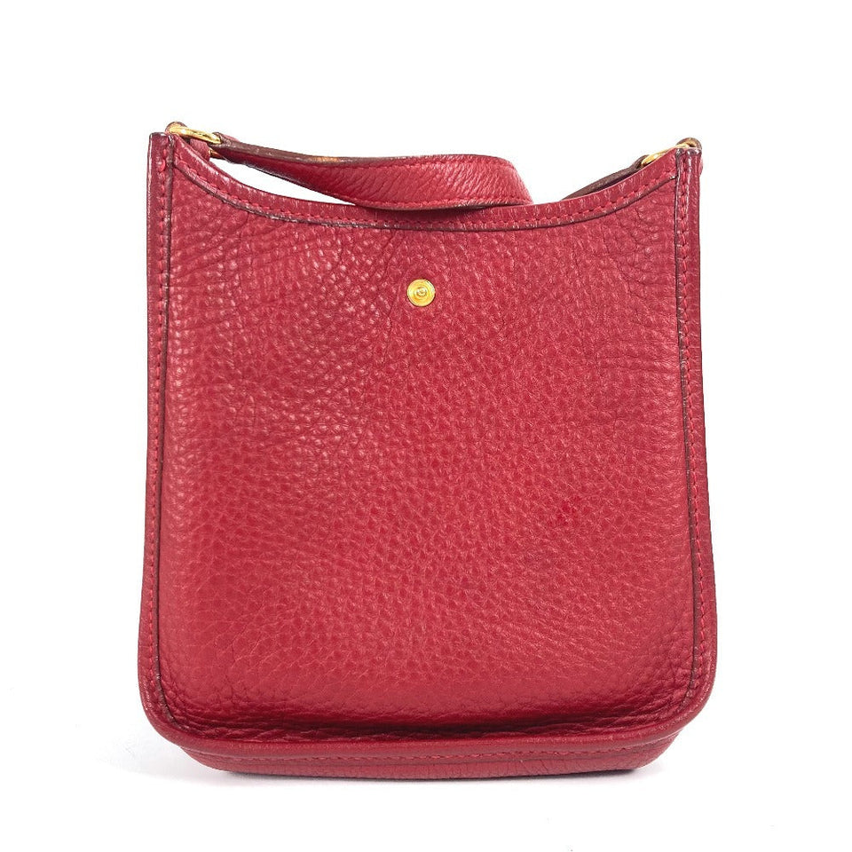 Hermes Shoulder Bag Taurillon Clemence Red Evelyn TPM Women