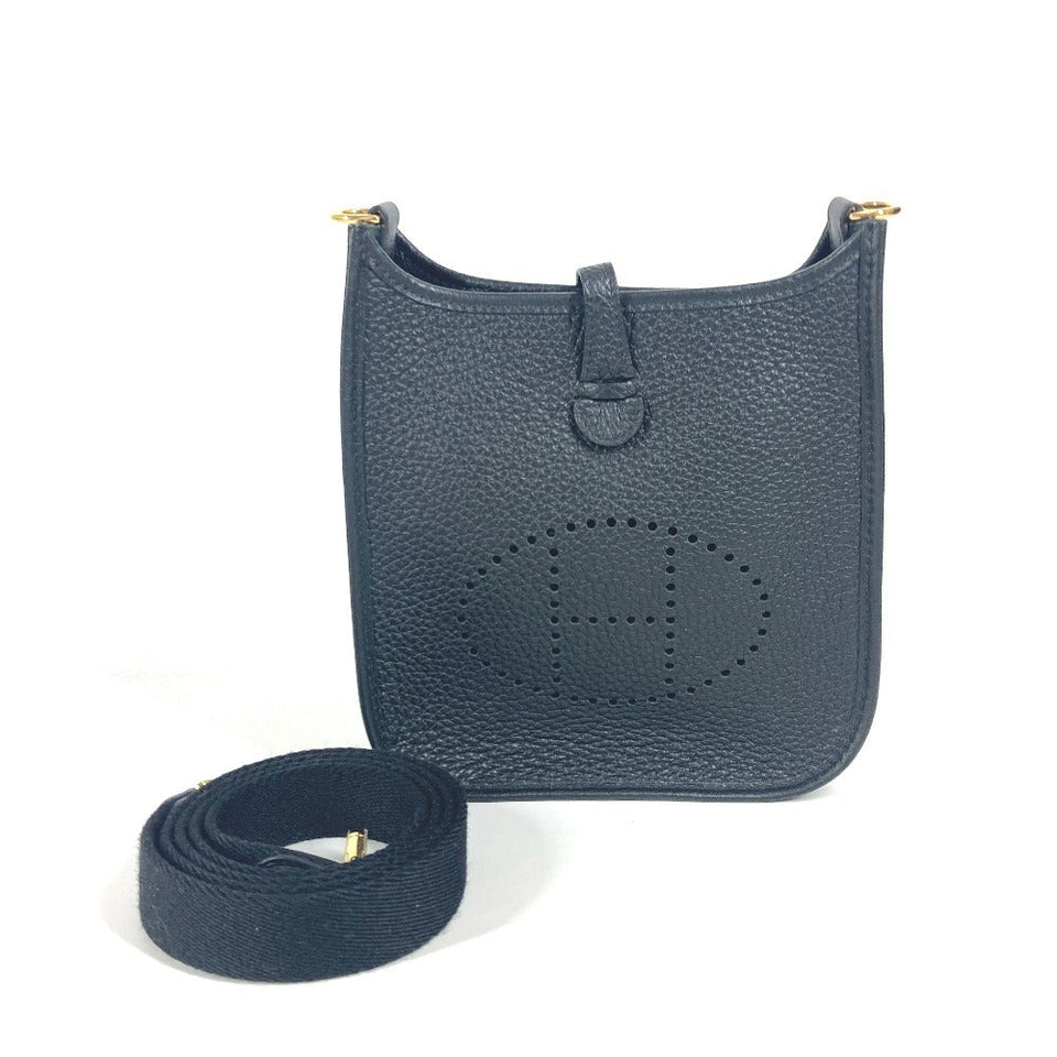 Hermes Shoulder Bag Taurillon Clemence black long Evelyn TPM Amazone unisex(Unisex)