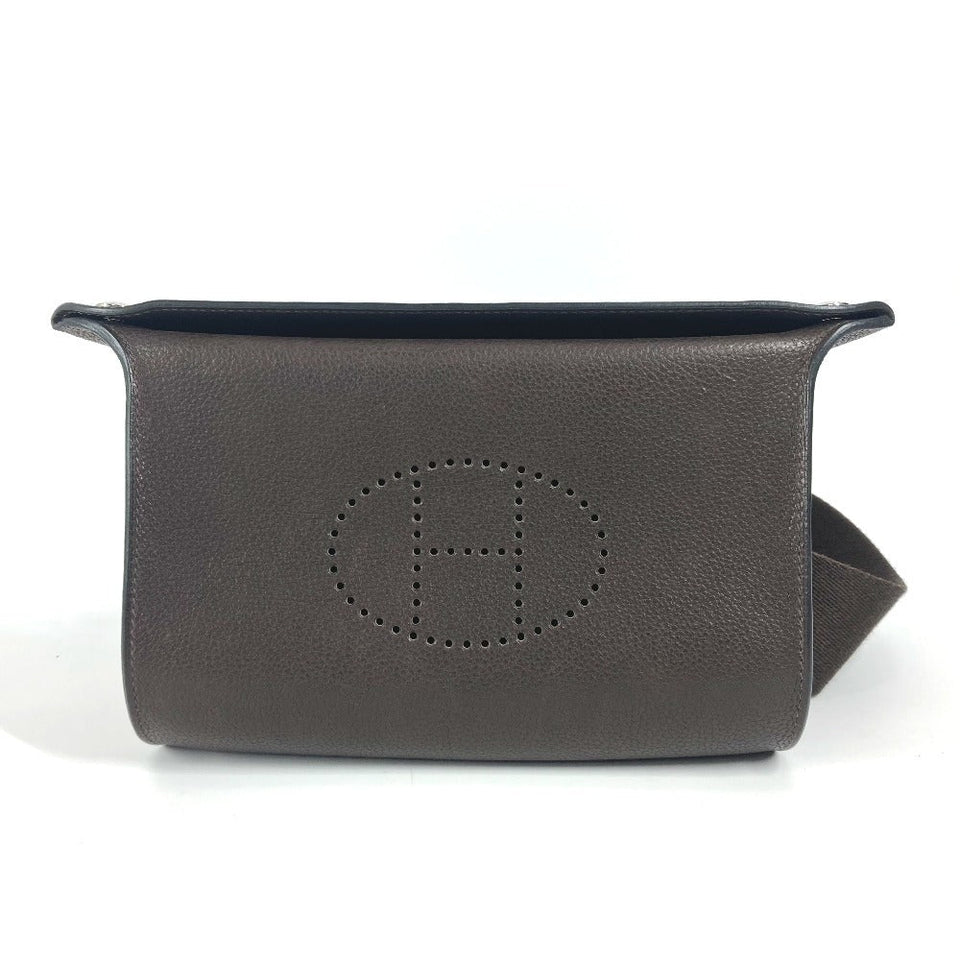 Hermes Shoulder Bag Togo Dark brown H logo punching Vidoposch unisex(Unisex)